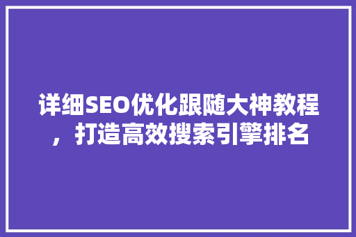 详细SEO优化跟随大神教程，打造高效搜索引擎排名