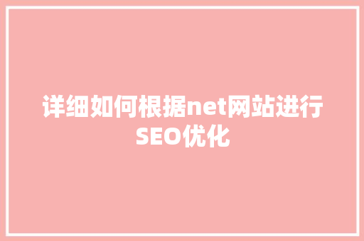 详细如何根据net网站进行SEO优化