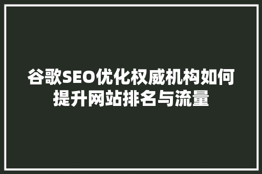 谷歌SEO优化权威机构如何提升网站排名与流量