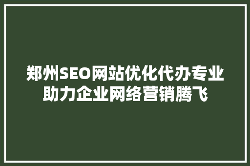 郑州SEO网站优化代办专业助力企业网络营销腾飞