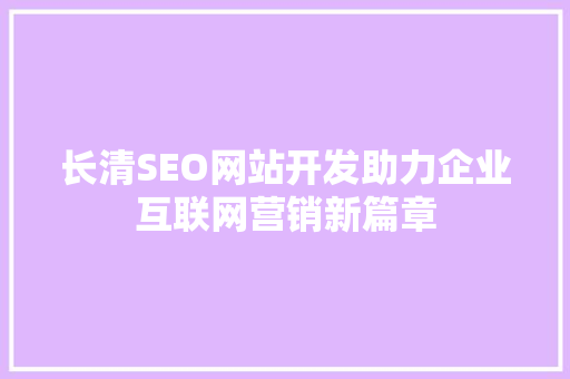 长清SEO网站开发助力企业互联网营销新篇章