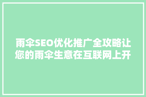 雨伞SEO优化推广全攻略让您的雨伞生意在互联网上开花结果