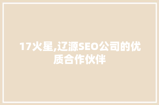 17火星,辽源SEO公司的优质合作伙伴