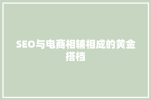 SEO与电商相辅相成的黄金搭档