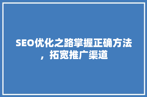 SEO优化之路掌握正确方法，拓宽推广渠道