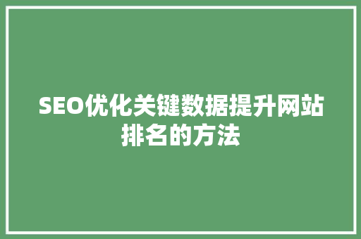 SEO优化关键数据提升网站排名的方法