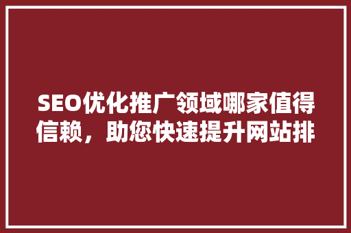 SEO优化推广领域哪家值得信赖，助您快速提升网站排名