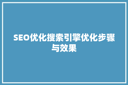 SEO优化搜索引擎优化步骤与效果