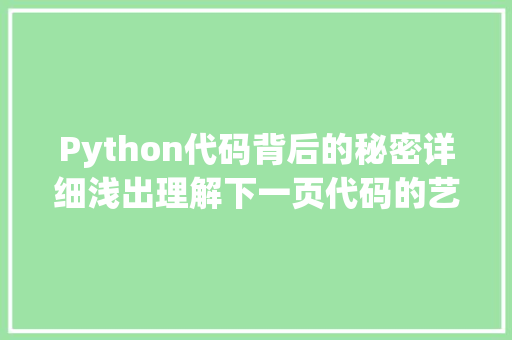 Python代码背后的秘密详细浅出理解下一页代码的艺术