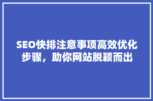 SEO快排注意事项高效优化步骤，助你网站脱颖而出