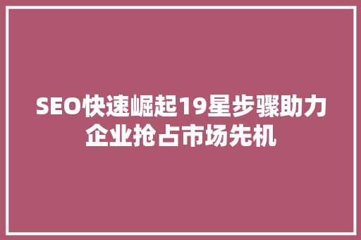 SEO快速崛起19星步骤助力企业抢占市场先机
