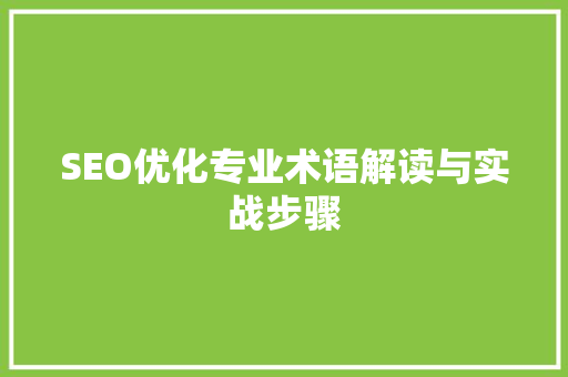 SEO优化专业术语解读与实战步骤