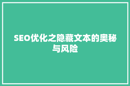 SEO优化之隐藏文本的奥秘与风险