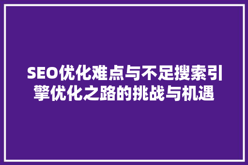 SEO优化难点与不足搜索引擎优化之路的挑战与机遇