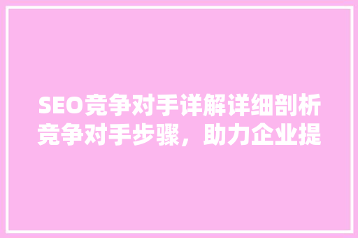 SEO竞争对手详解详细剖析竞争对手步骤，助力企业提升网络竞争力