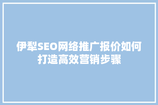 伊犁SEO网络推广报价如何打造高效营销步骤