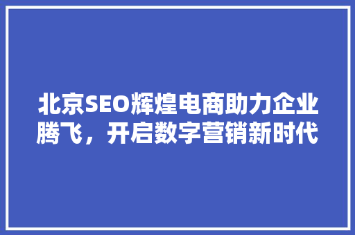 北京SEO辉煌电商助力企业腾飞，开启数字营销新时代