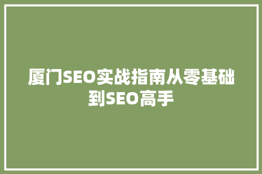 厦门SEO实战指南从零基础到SEO高手