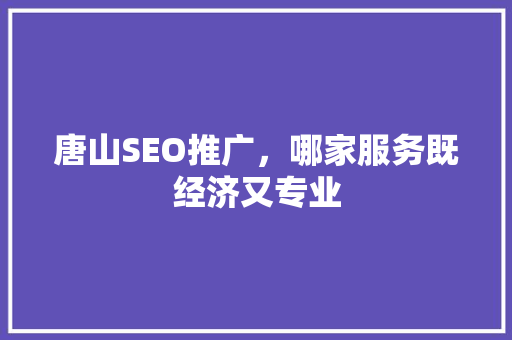 唐山SEO推广，哪家服务既经济又专业