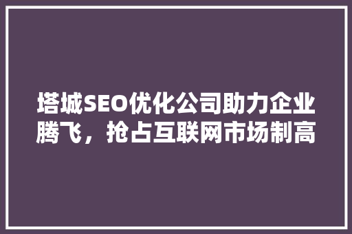 塔城SEO优化公司助力企业腾飞，抢占互联网市场制高点
