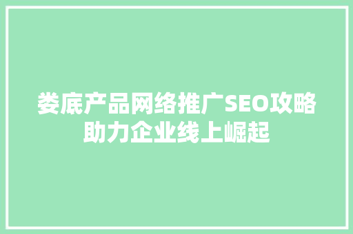 娄底产品网络推广SEO攻略助力企业线上崛起
