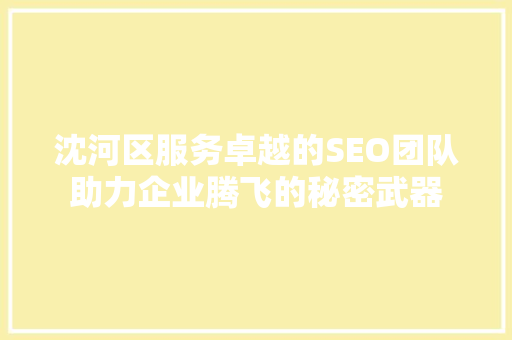 沈河区服务卓越的SEO团队助力企业腾飞的秘密武器