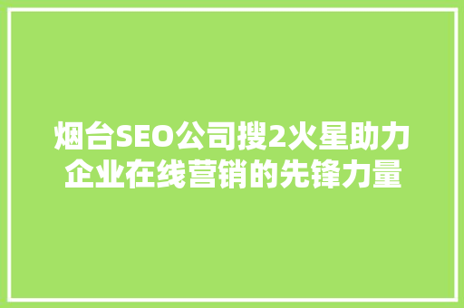 烟台SEO公司搜2火星助力企业在线营销的先锋力量
