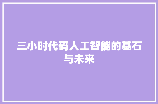 三小时代码人工智能的基石与未来