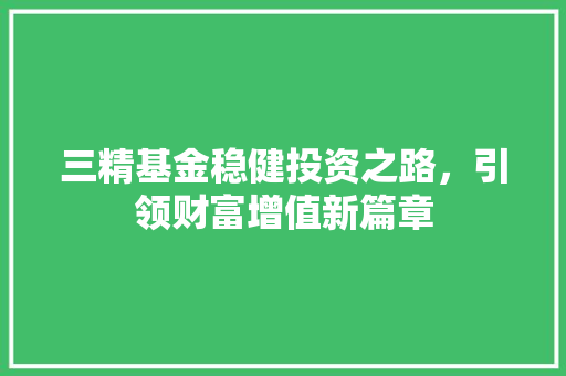 三精基金稳健投资之路，引领财富增值新篇章