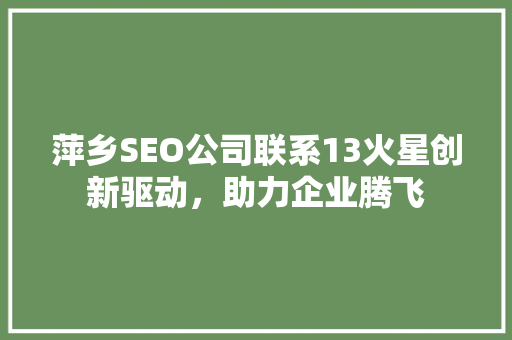 萍乡SEO公司联系13火星创新驱动，助力企业腾飞