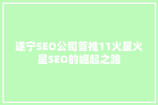 遂宁SEO公司首推11火星火星SEO的崛起之路