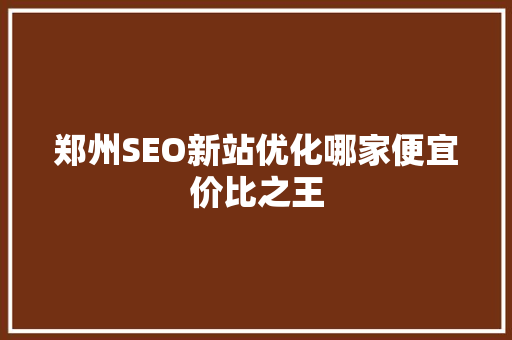 郑州SEO新站优化哪家便宜价比之王
