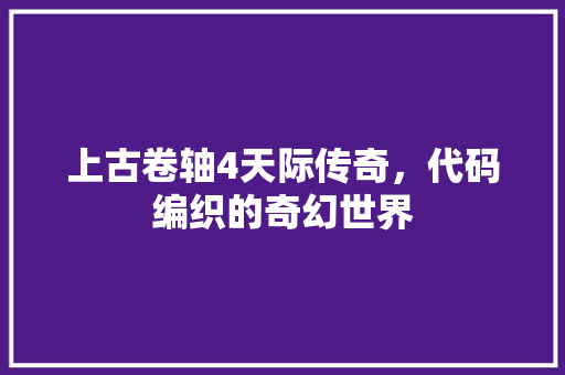 上古卷轴4天际传奇，代码编织的奇幻世界