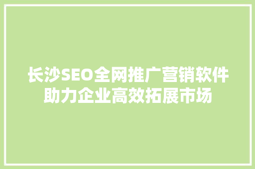 长沙SEO全网推广营销软件助力企业高效拓展市场