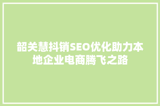韶关慧抖销SEO优化助力本地企业电商腾飞之路