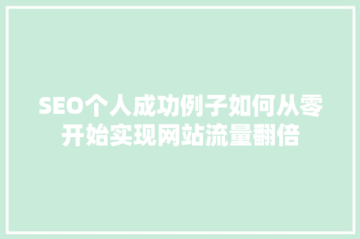 SEO个人成功例子如何从零开始实现网站流量翻倍