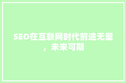 SEO在互联网时代前途无量，未来可期