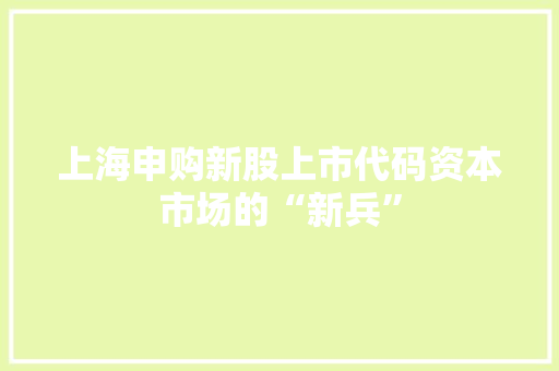 上海申购新股上市代码资本市场的“新兵”