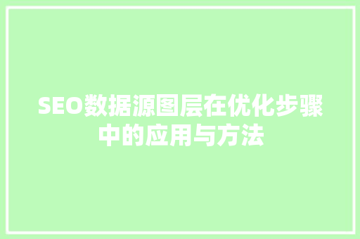 SEO数据源图层在优化步骤中的应用与方法