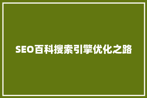 SEO百科搜索引擎优化之路