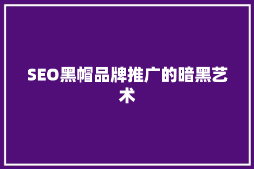 SEO黑帽品牌推广的暗黑艺术