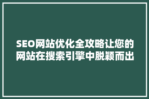 SEO网站优化全攻略让您的网站在搜索引擎中脱颖而出