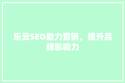乐云SEO助力营销，提升品牌影响力