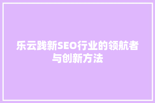 乐云践新SEO行业的领航者与创新方法