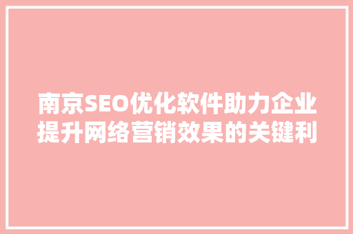 南京SEO优化软件助力企业提升网络营销效果的关键利器