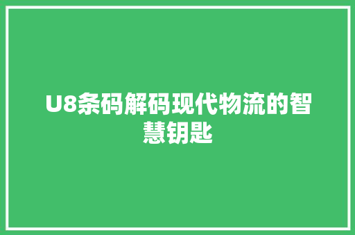 U8条码解码现代物流的智慧钥匙