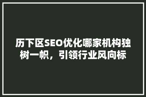历下区SEO优化哪家机构独树一帜，引领行业风向标