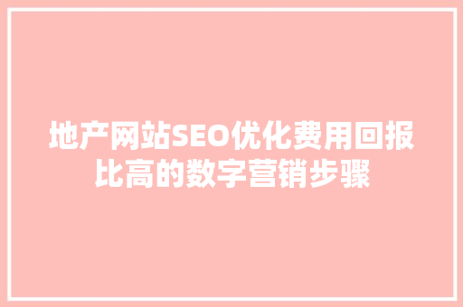 地产网站SEO优化费用回报比高的数字营销步骤