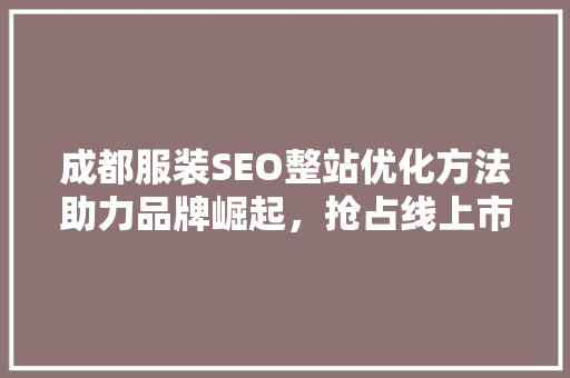 成都服装SEO整站优化方法助力品牌崛起，抢占线上市场