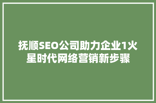 抚顺SEO公司助力企业1火星时代网络营销新步骤